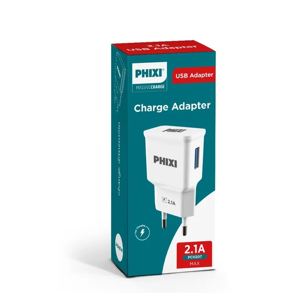 PHIXI PCH207 USB Şarj Adaptörü 2.1A Hızlı Şarj (30'lu Paket) ürün görseli 1