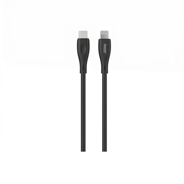 PHIXI CB440LB  30W USB-C to Lightning Hızlı Şarj Kablosu Siyah – PD Destekli Silikon iPhone Kablo ürün görseli 1