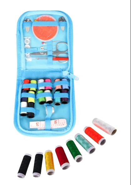 Norino İplik Set Fermuarlı Plastik Dikiş Seti Mavi ürün görseli 1