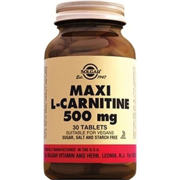 Solgar Maxi L-Carnitine 500 Mg 30 Tablet ürün görseli 1
