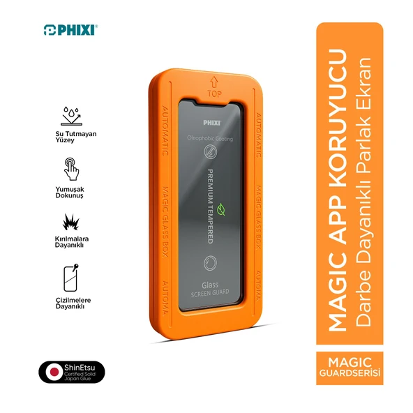 Phixi iPhone 16 Pro Max MagicApp Aparatlı Ekran Koruyucu Cam – Maksimum Şeffaflık ve Üstün Koruma ürün görseli 1