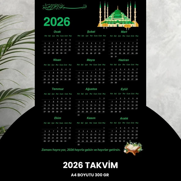 Norino Takvim 2026 Premium A4 300 Gr Dijital Baskı Siyah ürün görseli 1