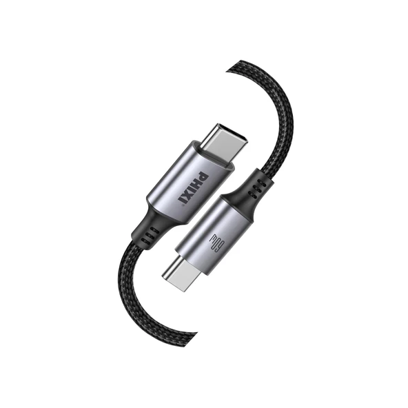 Force Serisi CB470T Type-C to Type-C Hasır Siyah Kablo – 1 Metre, 60W Metal Uçlu ürün görseli 1