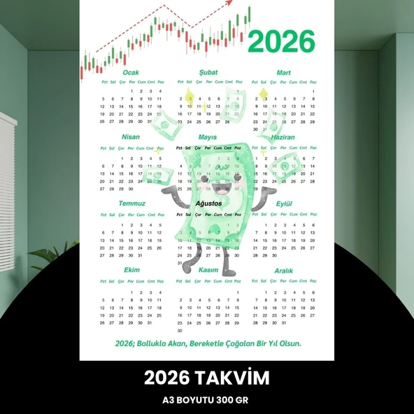 Norino Takvim 2026 Premium A3 300 Gr Dijital Baskı Yeşil Para ürün görseli 1