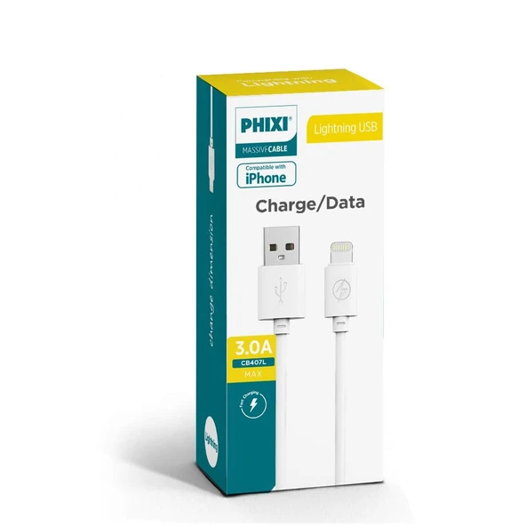 PHIXI CB407L Lightning Şarj ve Data Kablosu 3A 1m iPhone (30'lu Paket) ürün görseli 1