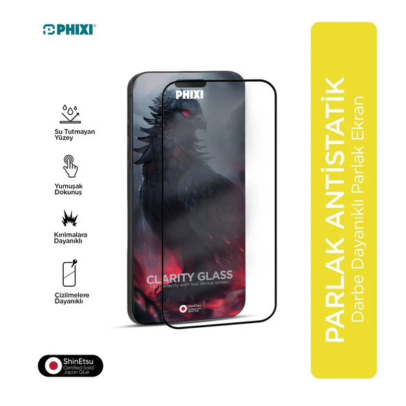 PHIXI Guard İPhone XS Antistatik HD Ekran Koruyucu – Toz ve Parmak İzi Tutmayan Parlak Cam ürün görseli 1