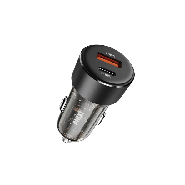 PHIXI QCH238 38W PD Araç Şarj Cihazı USB-C + USB-A Hızlı Araç Şarj Adaptörü ürün görseli 1