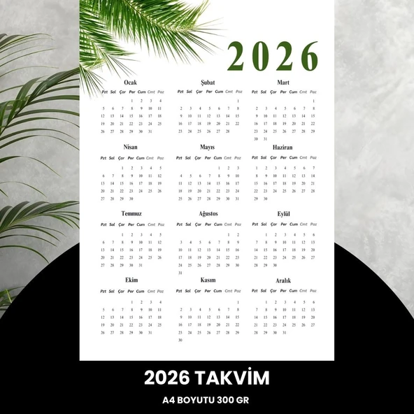 Norino Takvim 2026 Premium A4 300 Gr Dijital Baskı Yeşil Dal ürün görseli 1