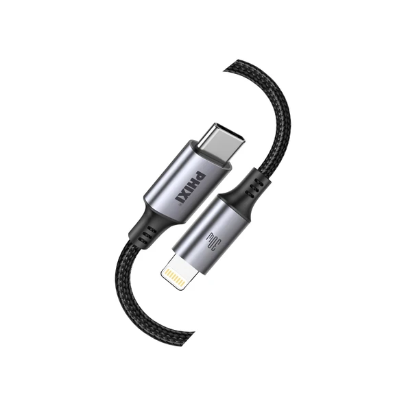 Force Serisi CB470L Type-C to Lightning Hasır Siyah Kablo – 1 Metre, 30W Metal Uçlu ürün görseli 1