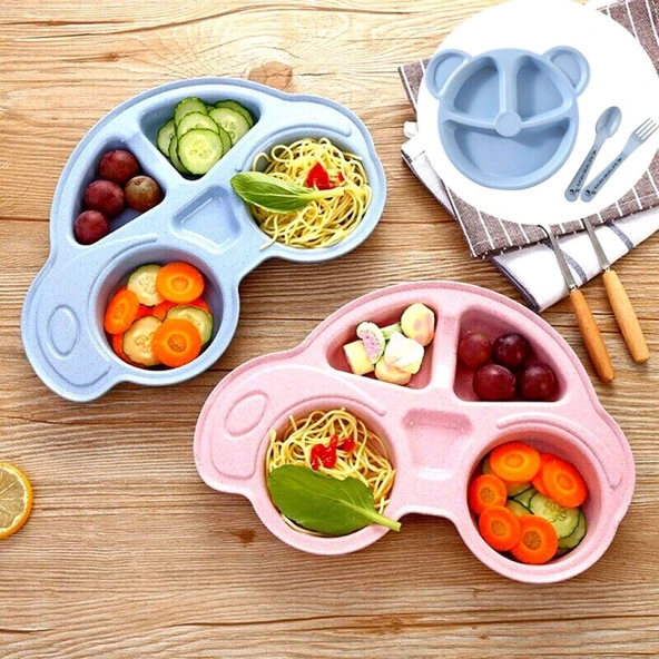 Norino Norino® Bebekler İçin Araba Şeklinde Sevimli Mama Tabağı Çocuk Tabldot ürün görseli 1
