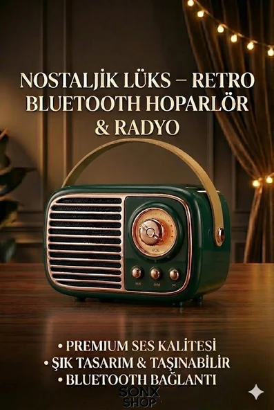 Norino SONX Nostaljik Retro Bluetooth  - FM Radyo, USB ve Bluetooth Kablosuz Hoparlör ürün görseli 1