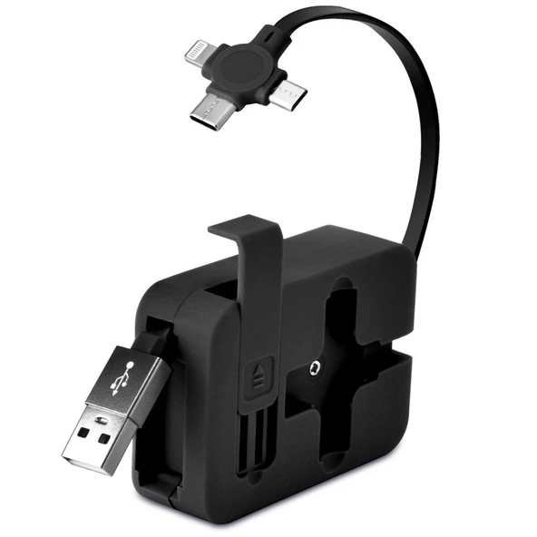 Norino Norino® Cep Tipi Telefon Tutuculu Makaralı Uzayıp Kısalabilen 3'ü 1 Arada USB Şarj Kablosu ürün görseli 1