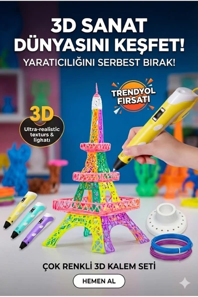 Norino 3D Kalem Seti (SARI) Dijital Göstergeli + 3 Renk Filament Hediyeli Eğitici Yazıcı ABS/PLA Uyumlu ürün görseli 1