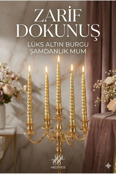 Norino 4'lü Lüks Burgu Şamdan Mumu 26 cm - Damlatmaz Spiral Dekoratif Mum Seti ürün görseli 1