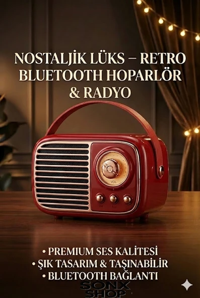 Norino SONX Nostaljik Retro Bluetooth  - FM Radyo, USB ve Bluetooth Kablosuz Hoparlör ürün görseli 1
