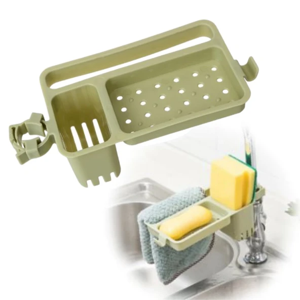 Norino Norino® Musluğa Takılan Sünger Havlu Askılı Sabun Hazneli mutfak Banyo Lavabo Düzenleyici Organizer ürün görseli 1