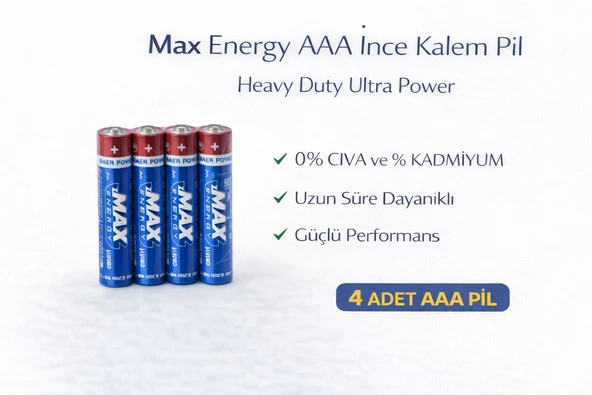 Norino Max Energy AAA İnce Kalem Pil 1.5V R03 Heavy Duty Ultra Power 4 lü 1 Paket ürün görseli 1
