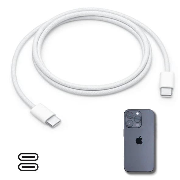 Norino Norino® Apple 15/15 Pro Type-C to Type-C Hasır Örgü Hızlı Şarj Kablosu (1m) ürün görseli 1