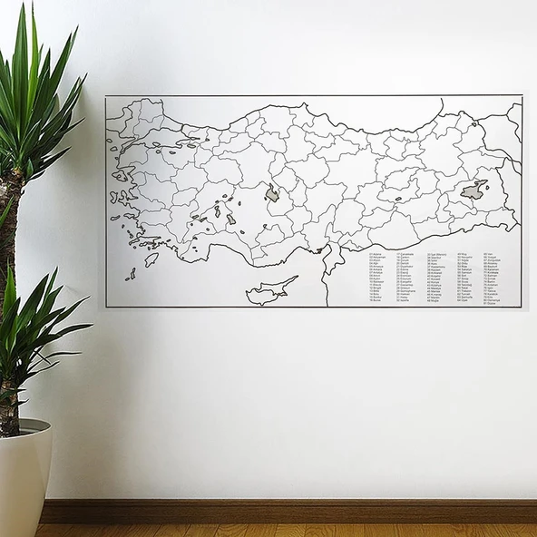 Norino Yazılabilir Türkiye Haritası Manyetik Duvar Stickerı 110 x 56 cm ürün görseli 1