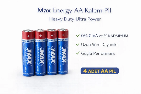 Norino Max Energy AA Kalem Pil 1.5V R6 Heavy Duty Ultra Power 4lü 1 Paket ürün görseli 1