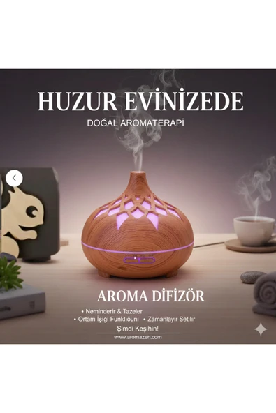 Norino Aroma Difüzör Gece Işığı 7 Led DESENLİ Nemlendirici Kumandalı Buhar Makinesi 550 ml ürün görseli 1