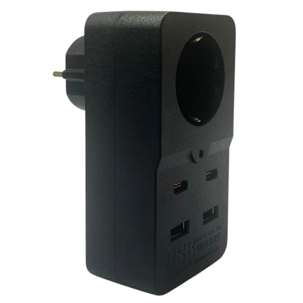 Norino Norino® Isıya Dayanıklı Termal Akım Korumalı 1 Priz Girişli 2 USB Girişli 2 TYPE-C Girişli Pirz ürün görseli 1