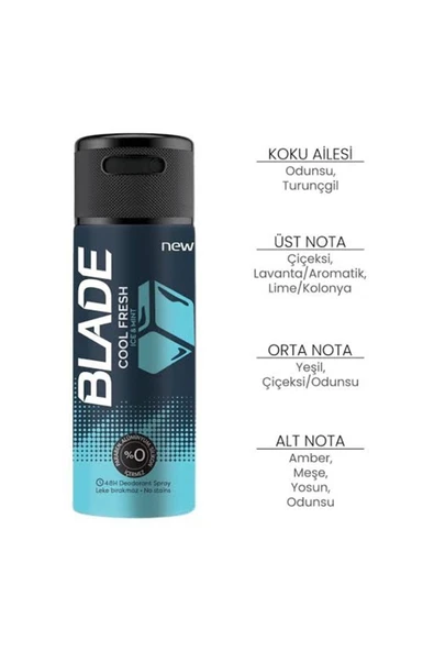 BLADE Men Deodorant Cool Fresh 150ml - Resim 2