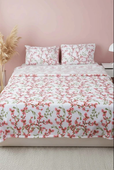 Sakura Çift Kişilik Peluş Battaniye - Resim 2