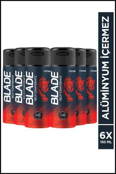 BLADE Self Confidence Erkek Alüminyumsuz Deodorant 6x150ml Hızlı Kurur, Leke Bırakmaz ürün görseli 1