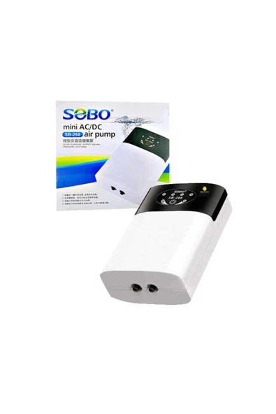 Sobo SB-268 Şarjlı Dijital Çift Çıkışlı Akvaryum Hava Motoru 2W 2X3 Lt /dk ürün görseli 1