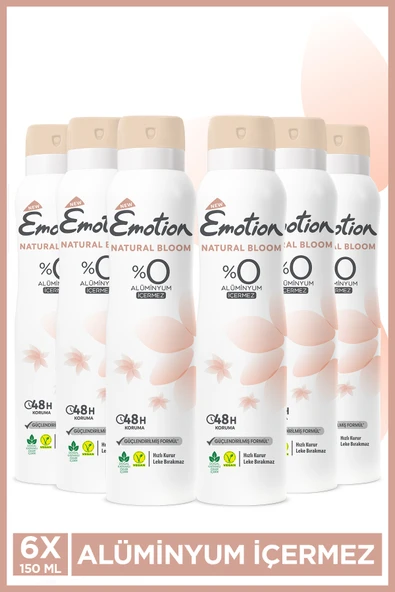 EMOTİON Natural Bloom Kadın Vegan Deodorant 6x150ml Hızlı Kurur, Leke Bırakmaz ürün görseli 1
