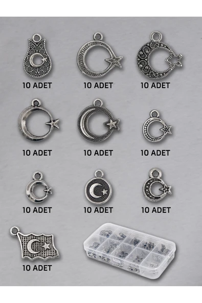Mihra Takı Tasarım 100 Adet Ayyıldız Tesbih Ucu Seti – Doğal Taş | Epoksi Tesbih ve Takı Yapımı İçin Şık ve Dayanıklı ayyıldız ürün görseli 1