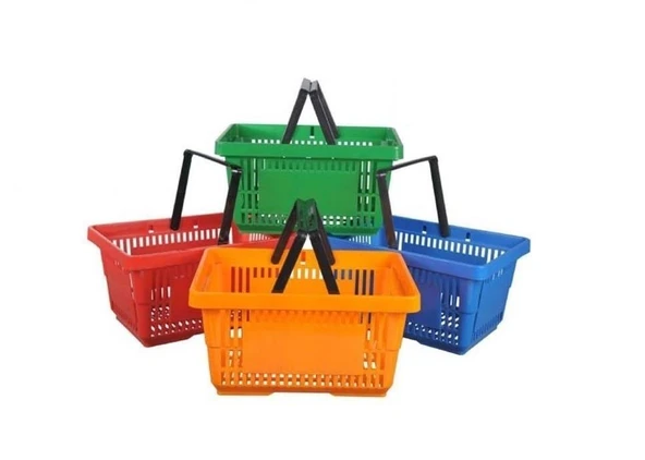 10 Adet 22 Lt Plastik Alışveriş Sepeti - Market El Sepeti  Antrasit Gri ürün görseli 1
