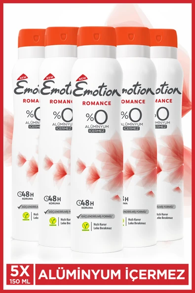 EMOTİON Romance Kadın Alüminyumsuz Vegan Deodorant 5x150 Ml Hızlı Kurur, Leke Bırakmaz ürün görseli 1