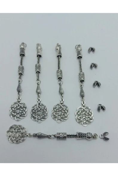 Mihra Takı Tasarım Tesbih Püskülü 5 Li Set Gümüş ürün görseli 1