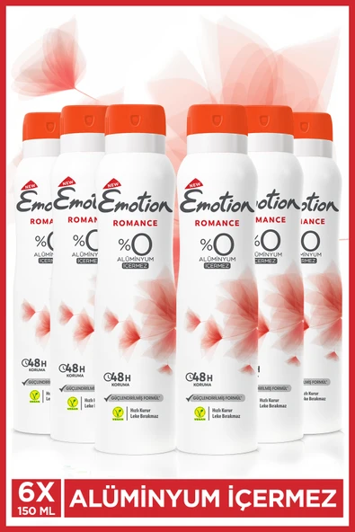 EMOTİON Romance Kadın Vegan Deodorant 6x150ml Hızlı Kurur, Leke Bırakmaz ürün görseli 1