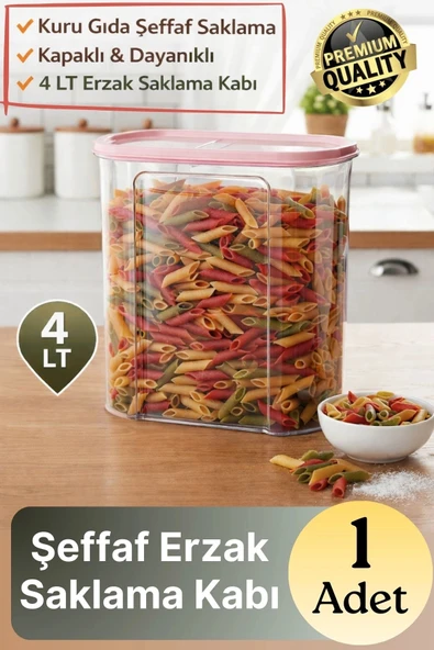 #SaklamaKabı Mutfak Düzeni Organizer Kapaklı Dayanıklı Şeffaf Kuru Gıda Erzak Saklama Kabı 4 Lt ürün görseli 1