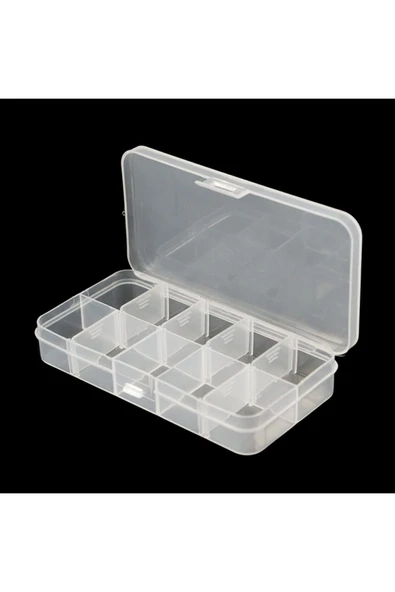 Mihra Takı Tasarım 10 Bölmeli Küçük Boncuk Kutusu 13,5x7x2.2 Plastik Organizer gri ürün görseli 1