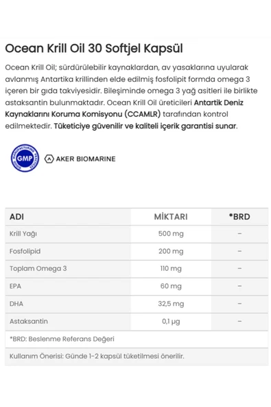 Ocean Krill Oil 500 Mg 30 Kapsül - Resim 2