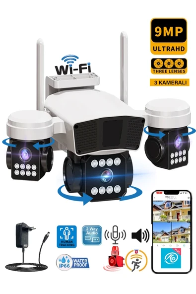 O-KAM Okam 3036 Pro, 9mp, Wifi, 3 Lens, Akıllı Kamera, Yapay Zeka, İnsan Algılama, Uzak İzleme, ürün görseli 1