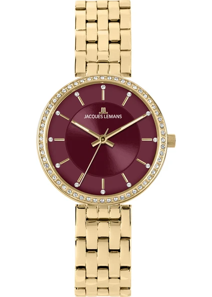 Jacques Lemans Milano 1-2212H Quartz Çelik+Seramik Altın Rengi Kırmızı Kadran 32 mm Kadın Kol Saati ürün görseli 1