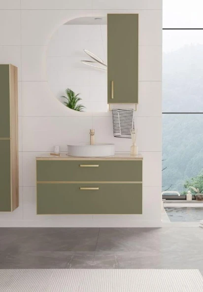 Orka Salerno 95 cm Mat Sardunya Banyo Dolabı Takımı ürün görseli 1