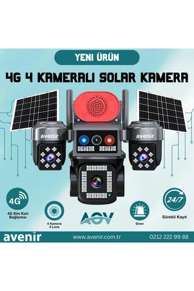 AVENİR AV-S445 E-SİM 4 Kameralı AOV Güneş Enerjili Kamera ürün görseli 1