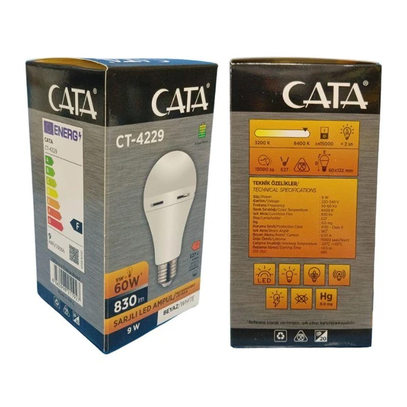 Cata 9W Şarjlı LED Ampul CT-4229 - Resim 2