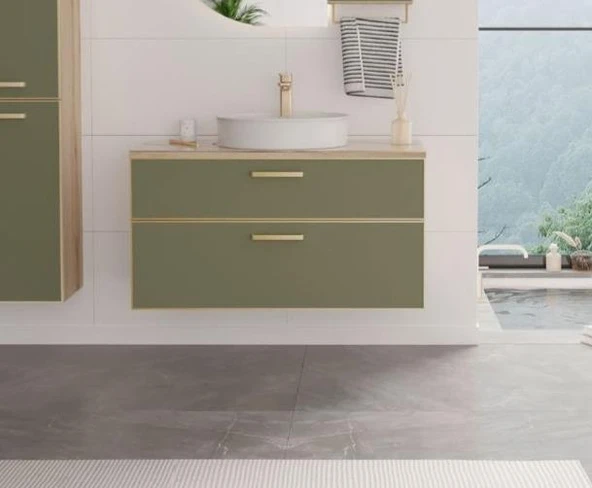 Orka Salerno 75 cm Mat Sardunya Banyo Dolabı Alt Modül ve Lavabo ürün görseli 1