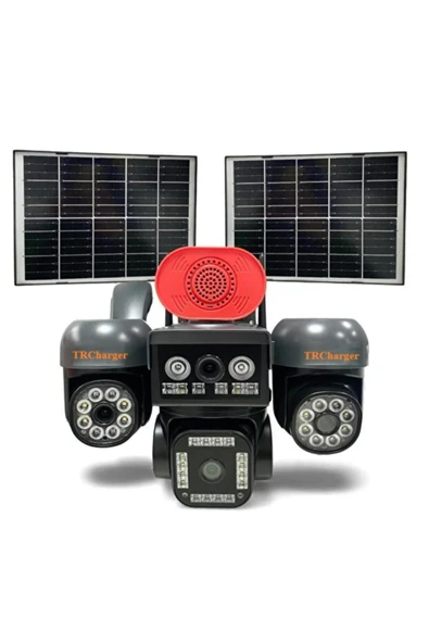 TRCharger 4 Kameralı 3 Kamera Telefondan Dönebilir Solar Güvenlik Kamera AOV 7/24 Kayıt 4G Sim Kart ürün görseli 1