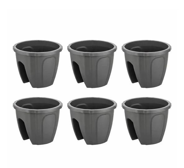 SY-5712 Opal Yuvarlak Balkon Küpeşte Saksı 7.5 Litre Antrasit 6 Adet ürün görseli 1