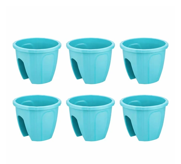 SY-5712 Opal Yuvarlak Balkon Küpeşte Saksı 7.5 Litre Turkuaz 6 Adet ürün görseli 1