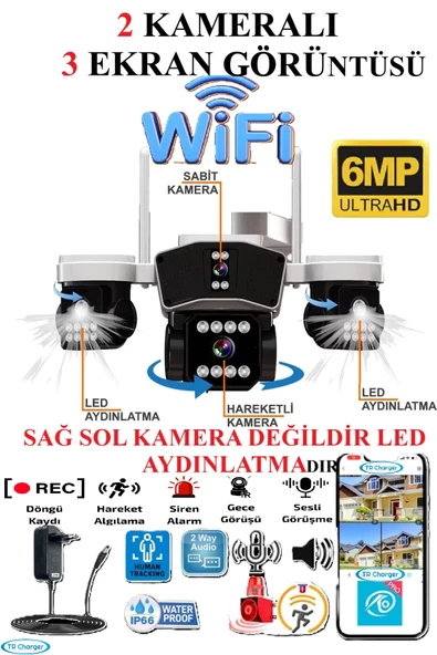O-KAM Okam 8080 Wifi 6 MP Hareketli 2 Kameralıdır ürün görseli 1