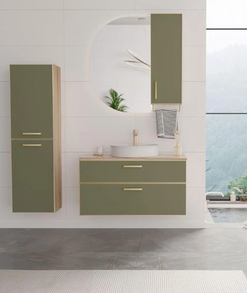 Orka Salerno 95 cm Mat Sardunya Banyo Dolabı Takımı ve Boy Dolabı ürün görseli 1